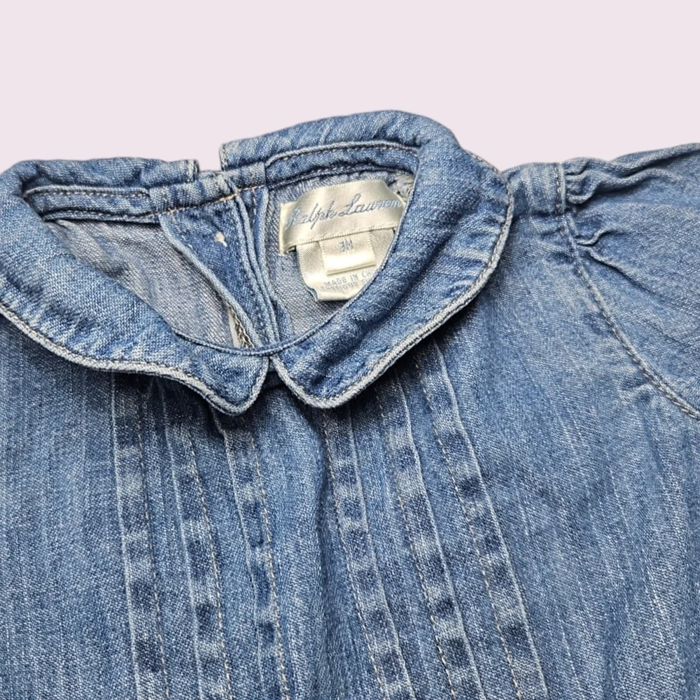 Ralph Lauren Baby Girl Long Sleeve Jean Top Size 3 Months